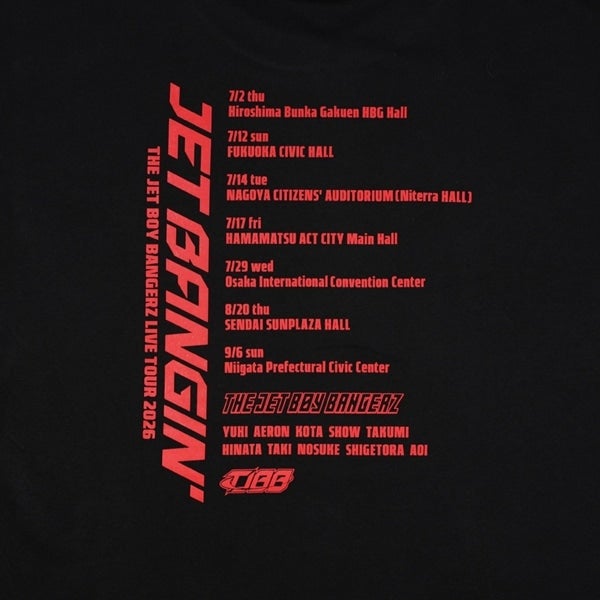 JET BANGIN&rsquo; ツアーTシャツ/BLACK 詳細画像